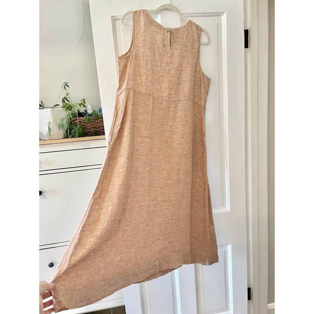 Pure J. Jill 100% Linen Sleeveless Midi Dress Terracotta Minimalist Petite Large - Picture 4 of 15
